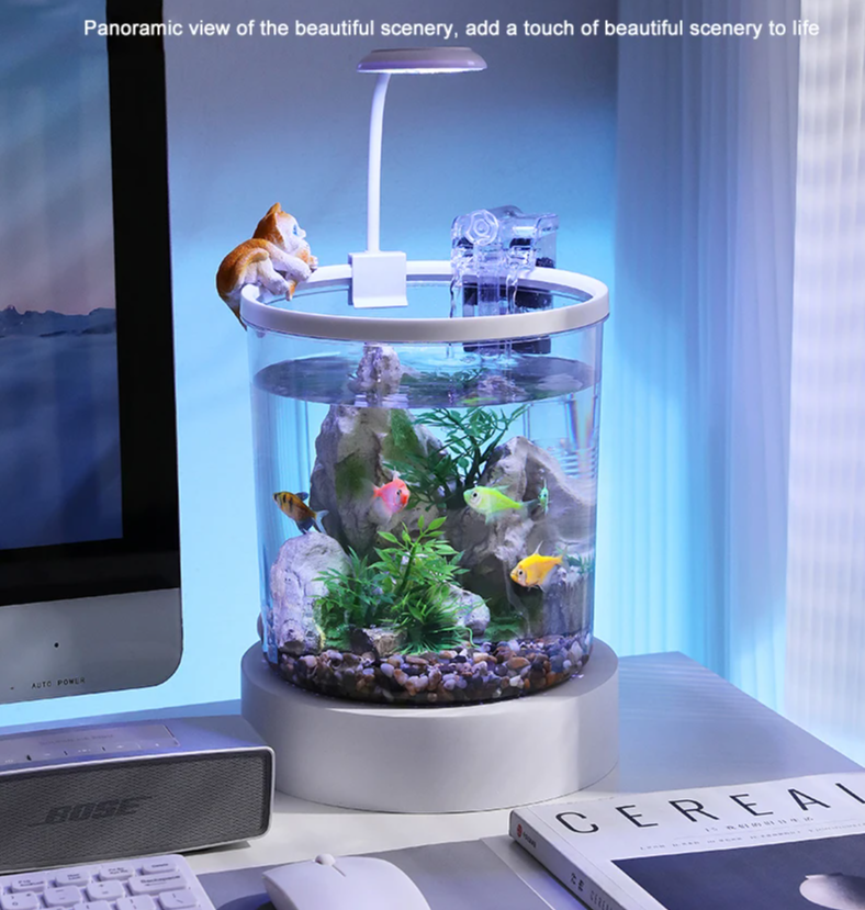 EcoFlow Kleines rundes Aquarium mit sauerstoffreichem Wasser