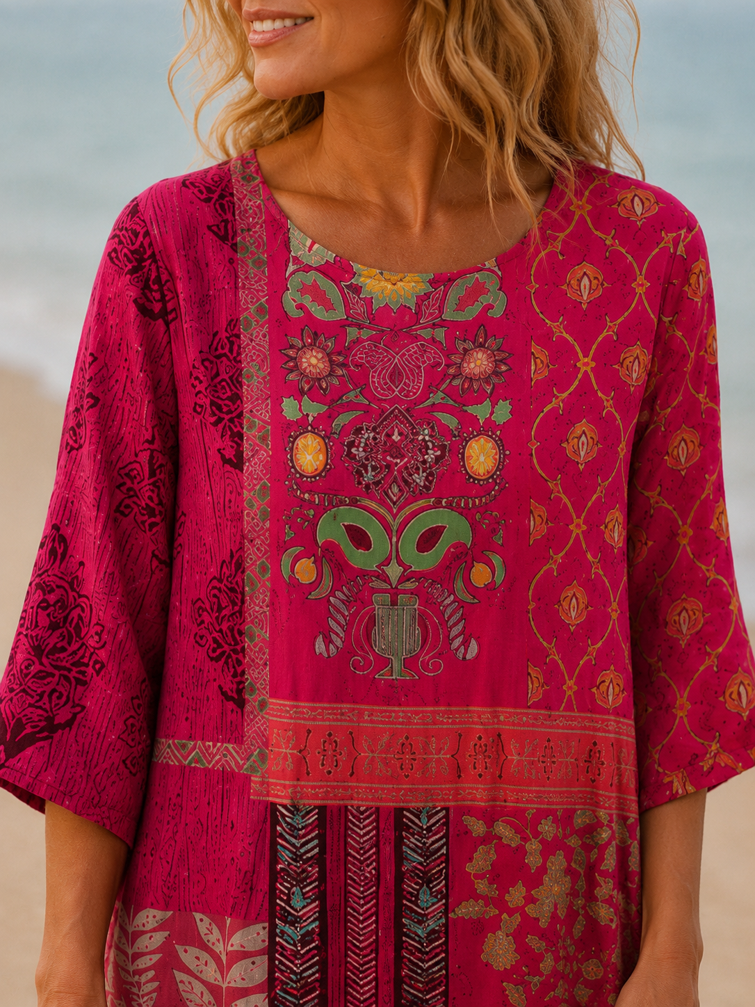 Soléa Damen Boho Maxikleid | Luftiges V-Ausschnitt Sommerkleid in Maxi-Länge