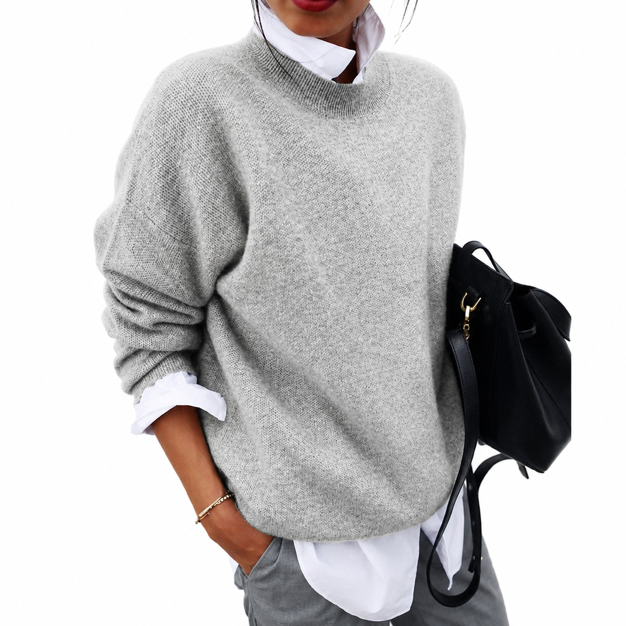 Aveline Damen Kaschmir Rundhalspullover | Weicher Leichter Langarm Strickpullover