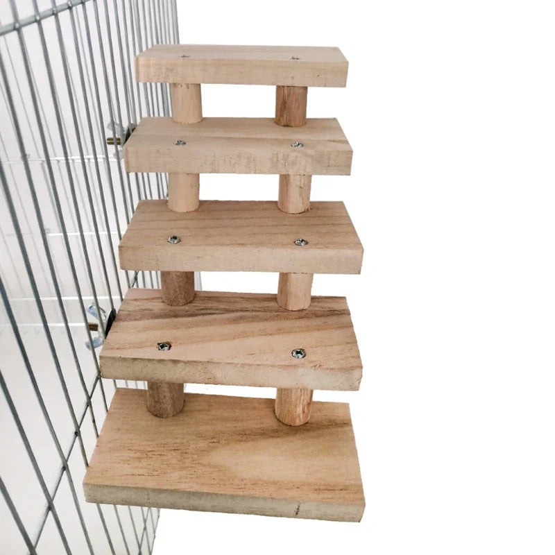 Mehrschichtige Hamsterleiter aus Holz – 3 bis 8 Ebenen – Holzfarbe