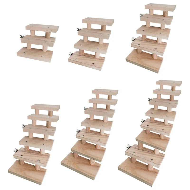 Mehrschichtige Hamsterleiter aus Holz – 3 bis 8 Ebenen – Holzfarbe