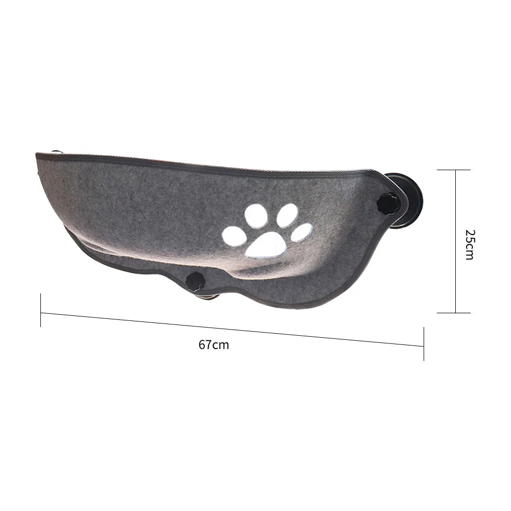 Katzen-Fensterhängematte aus Samt und Filz – 67 × 25 cm – Saugnapf – Tragkraft: 20 kg