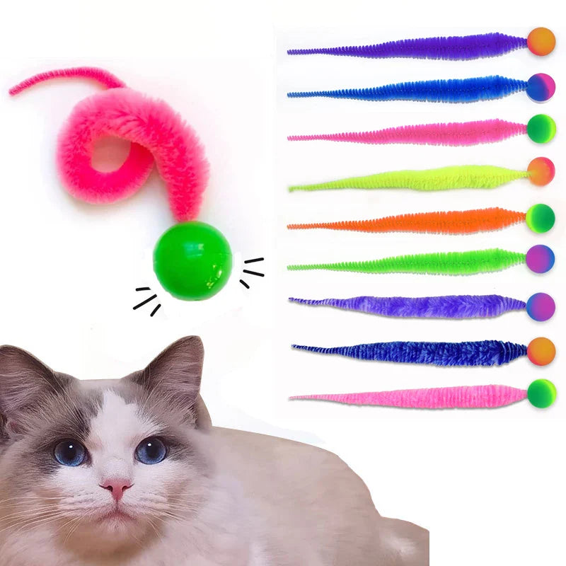 Interaktive Katzenbälle mit Schwanz – 5er-Set aus Gummi und Textil