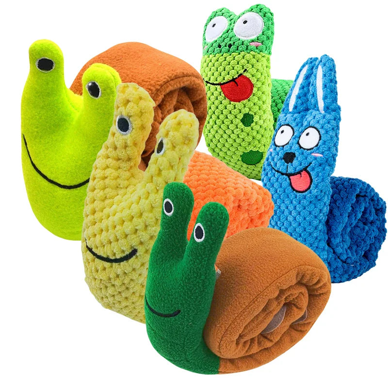 Plüsch-Schnüffelspielzeug für Hunde – Schneckenform, 20 cm, mehrfarbig
