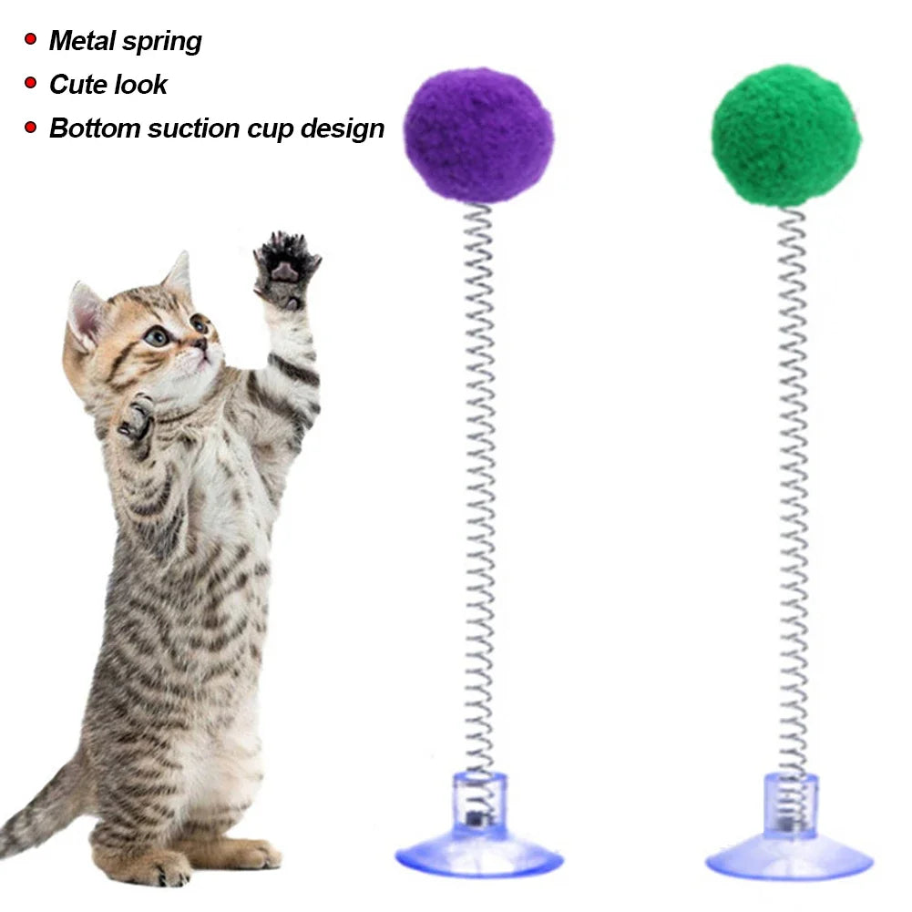 Interaktives Katzenspielzeug mit Feder und Fellball – 17 cm, Metall