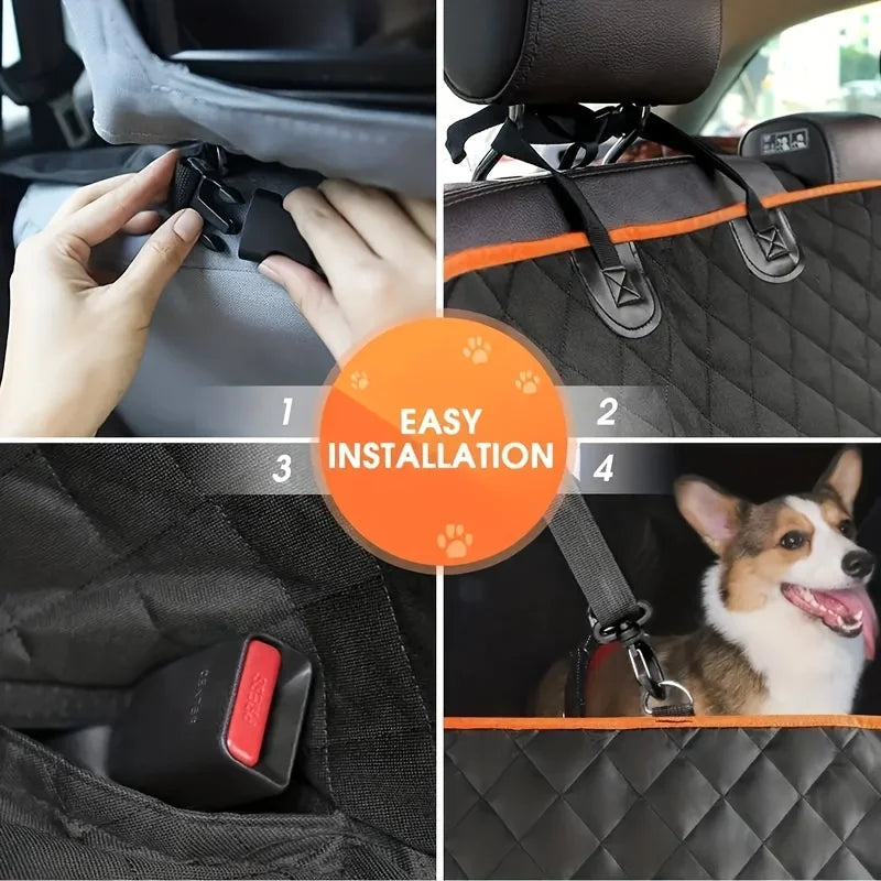 Wasserdichte Hundehängematte fürs Auto – 600D Oxford-Gewebe – Schwarz