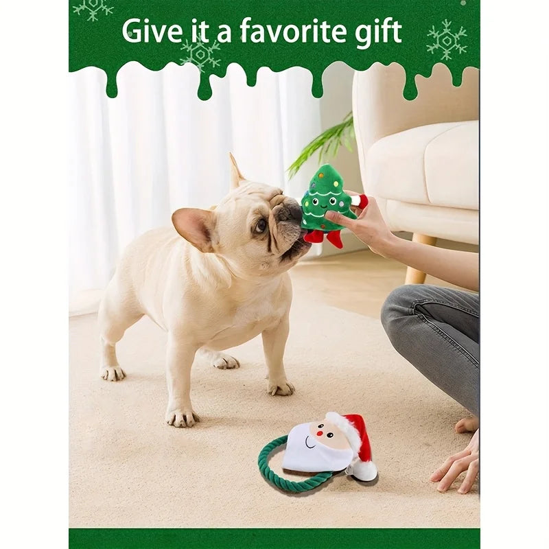 PawJoy Weihnachtsbaum Hundespielzeug – Strapazierfähiges Plüsch-Kauspielzeug für Kleine Hunde
