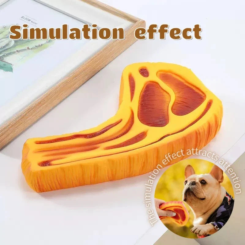 Kauspielzeug aus Gummi für Hunde – Steak-Design, 15 cm, mit Soundeffekten