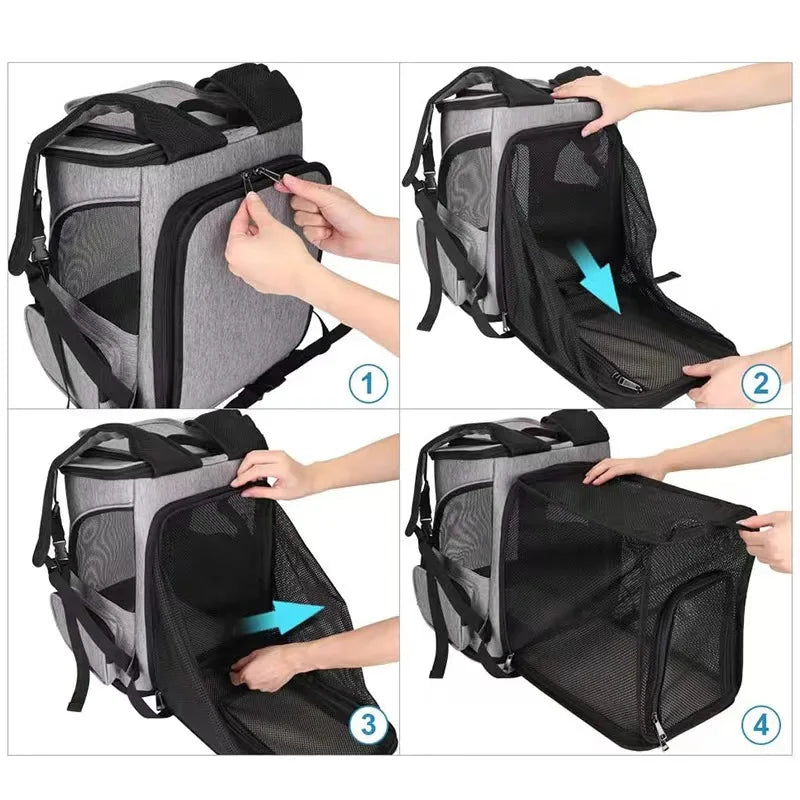 Atmungsaktiver Katzen-Reiserucksack – Nylon, erweiterbar, 6,5 kg