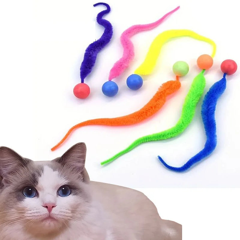 Interaktive Katzenbälle mit Schwanz – 5er-Set aus Gummi und Textil