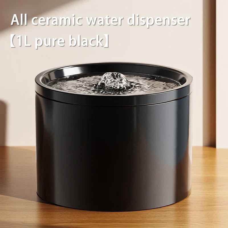 Keramik-Trinkbrunnen 1,5 l – Leise, USB, mit Aktivkohlefilter, Weiß