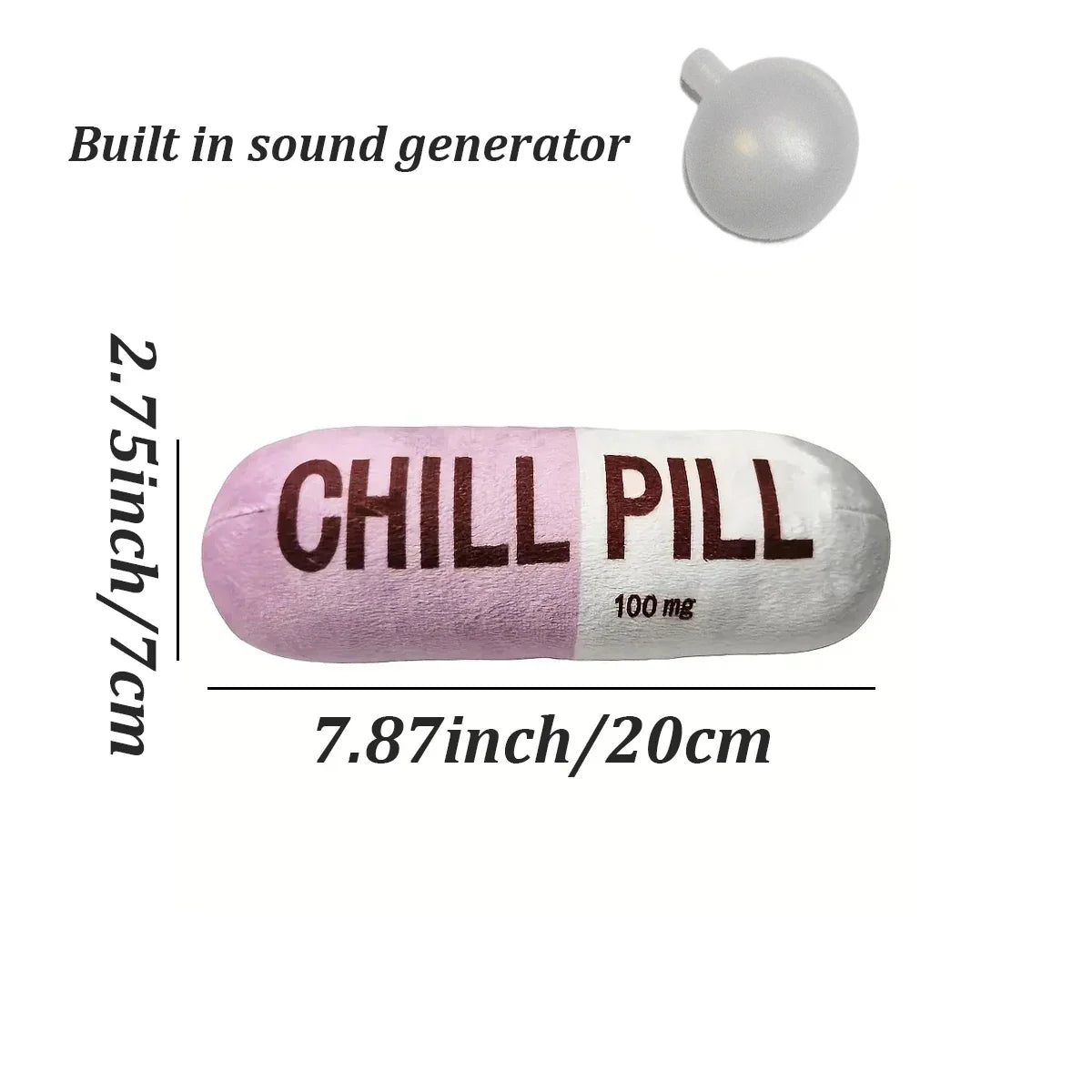 Interaktives Plüsch-Pillenspielzeug – Quietschgeräusch, Zahnpflege, 15 cm