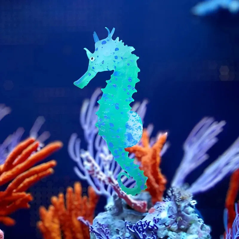 AquaGlow Leuchtendes Seepferdchen – Silikon Aquarium Dekoration mit Saugnapf