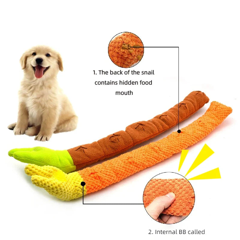 Plüsch-Schnüffelspielzeug für Hunde – Schneckenform, 20 cm, mehrfarbig