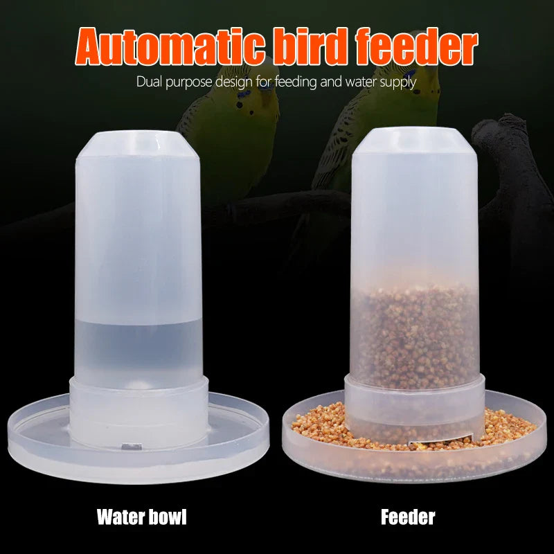 Automatischer Vogeltrinkbecher 350 ml – Transparenter Kunststoff mit Weiß