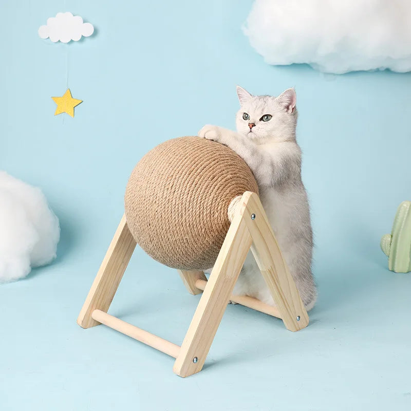Katzenkratzbaum aus Holz mit Hanfseil – Dreieckiges Design
