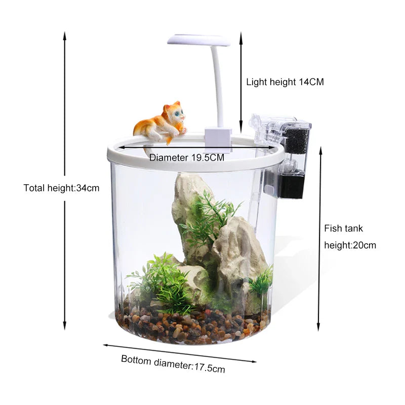 EcoFlow Kleines rundes Aquarium mit sauerstoffreichem Wasser