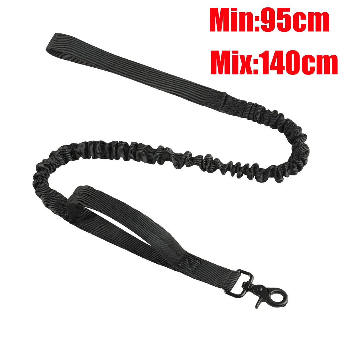 Reflektierende Bungee-Hundeleine aus Nylon – Für große Hunde, Schwarz