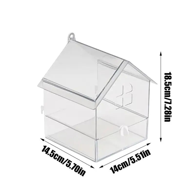 Auslaufsicheres Vogelbad aus Acryl mit Schublade – 14,5 × 14 × 18,5 cm für Wellensittiche