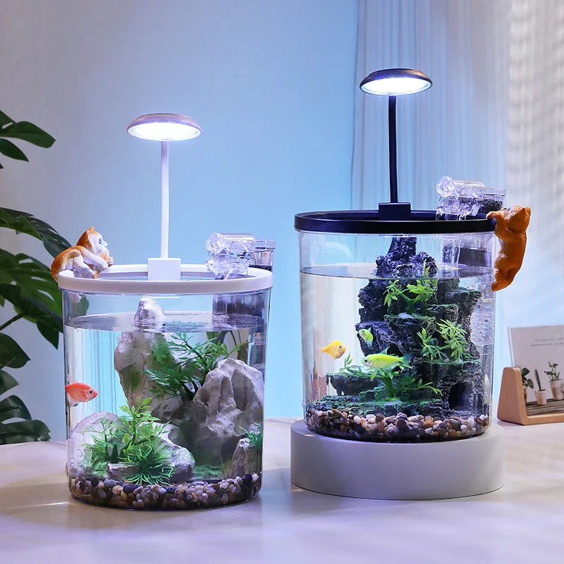 EcoFlow Kleines rundes Aquarium mit sauerstoffreichem Wasser