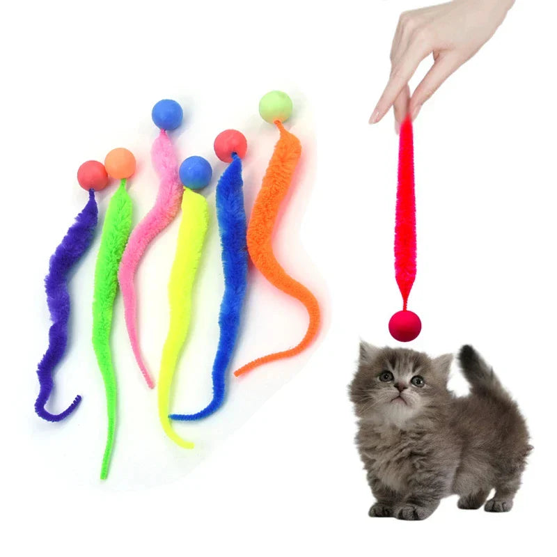 Interaktive Katzenbälle mit Schwanz – 5er-Set aus Gummi und Textil