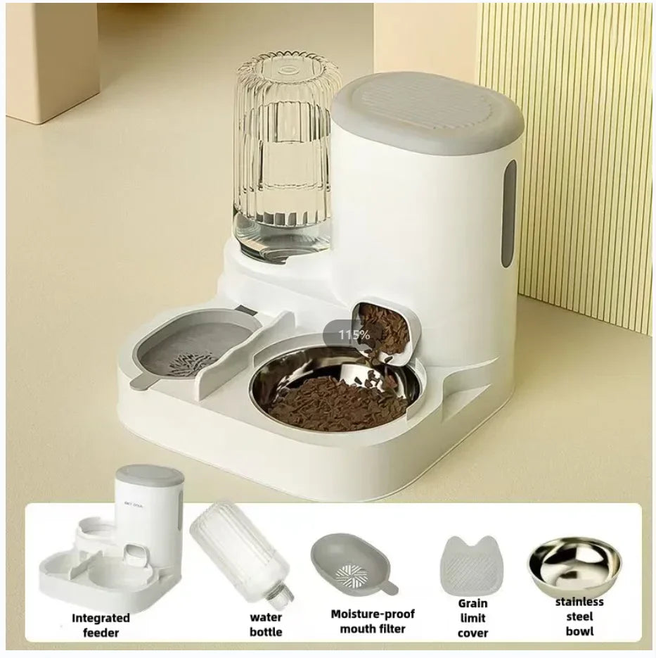 Automatischer Futterautomat für Katzen und Hunde – 2 l Futter + 1,5 l Wasser, BPA-frei
