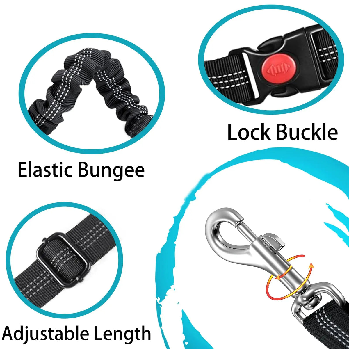 Verstellbarer Hundesicherheitsgurt aus Nylon fürs Auto – 40–66 cm – Gestreiftes Design