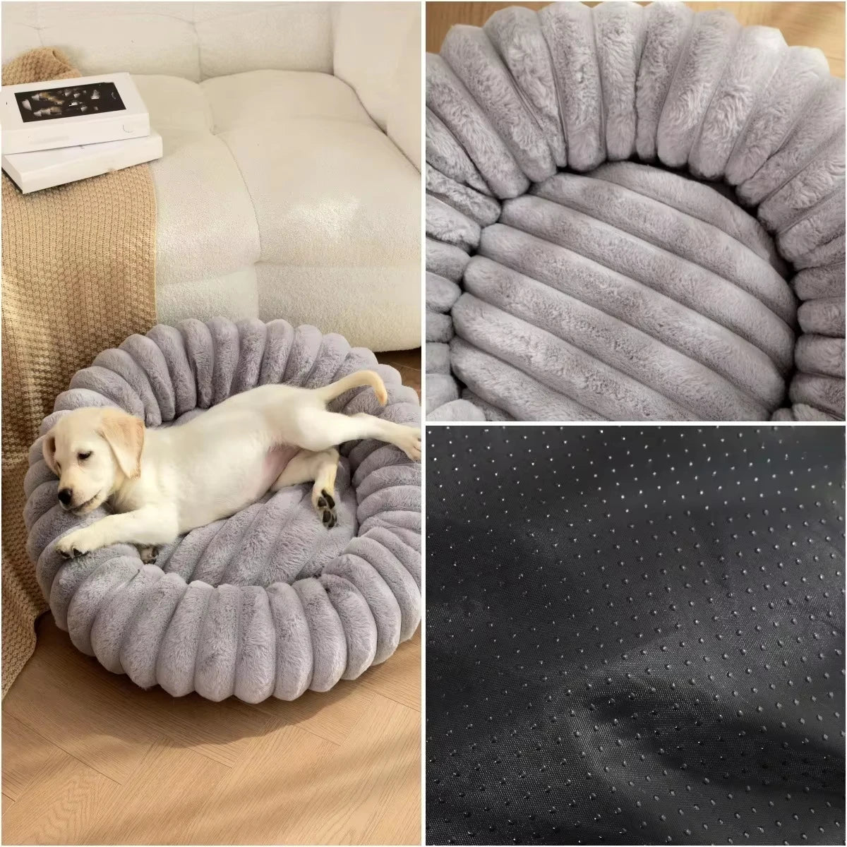 Runde, flauschige Haustiermatratze – Warmes, waschbares Bett für Katze/Hund