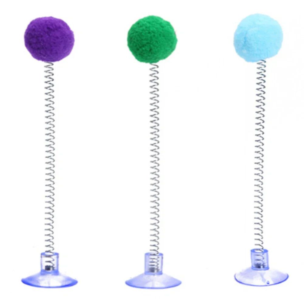 Interaktives Katzenspielzeug mit Feder und Fellball – 17 cm, Metall