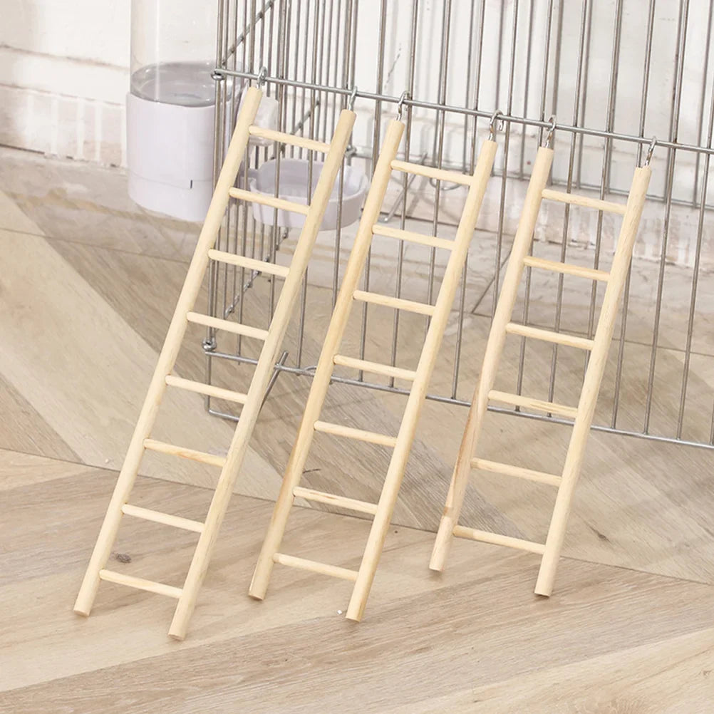 Kletterleitern aus Holz für Kakadus – 6er-Set – Khaki – 16–37 cm