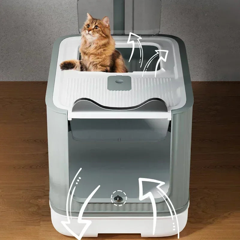 Geschlossene Katzentoilette mit UV-Sterilisation – Groß & Hygienisch, Kunststoff