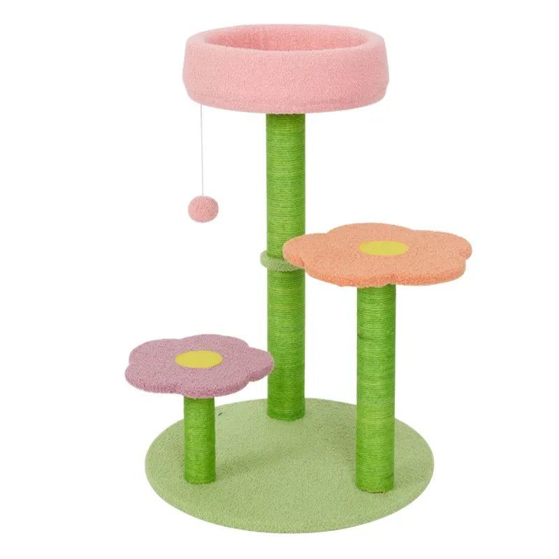 KlimPaws BloomNest Kratzbaum mit Sprungplattform und blütenförmigem Katzennest