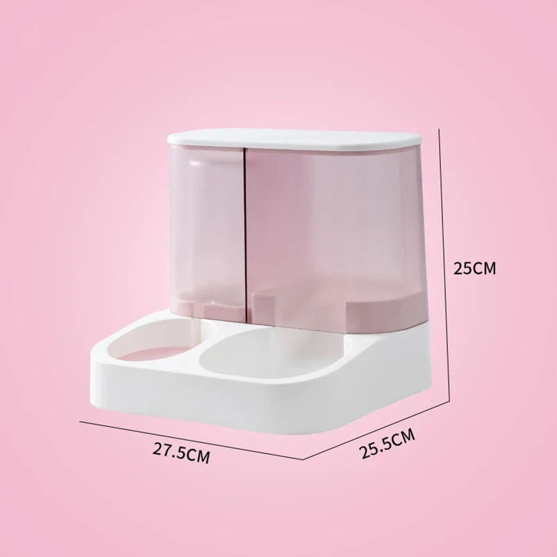 2-in-1-Napf und Wasserspender für Haustiere – Edelstahl & Kunststoff, Rosa/Blau/Weiß