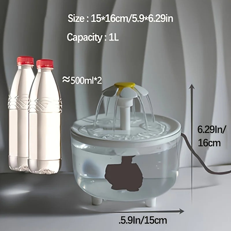 USB-Katzenbrunnen 1L – Leiser Trinkbrunnen mit Filter für Haustiere