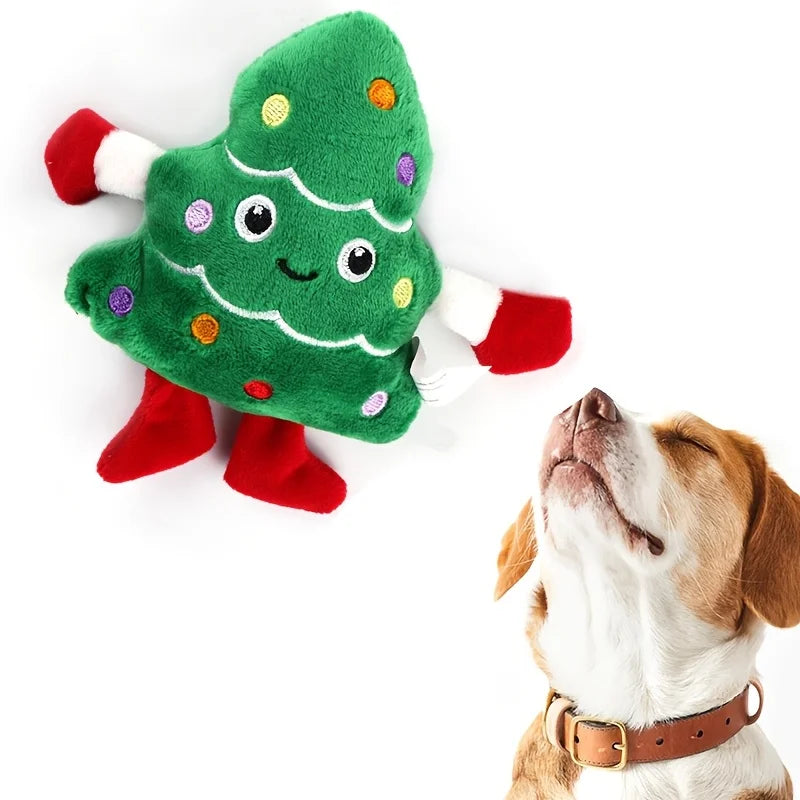 PawJoy Weihnachtsbaum Hundespielzeug – Strapazierfähiges Plüsch-Kauspielzeug für Kleine Hunde