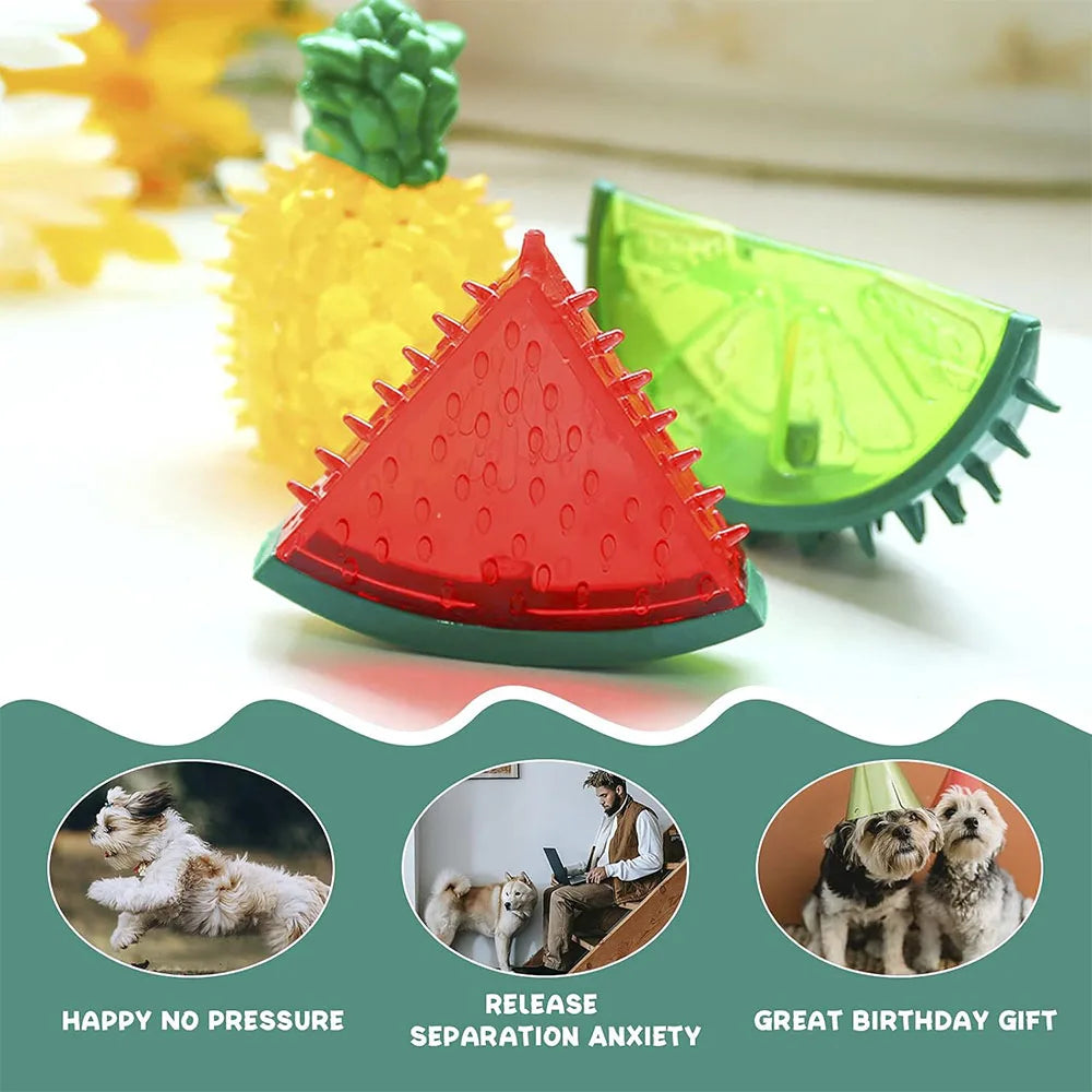 Kühlbares Hundespielzeug aus Gummi – gefrierbares Fruchtmotiv, 10 cm