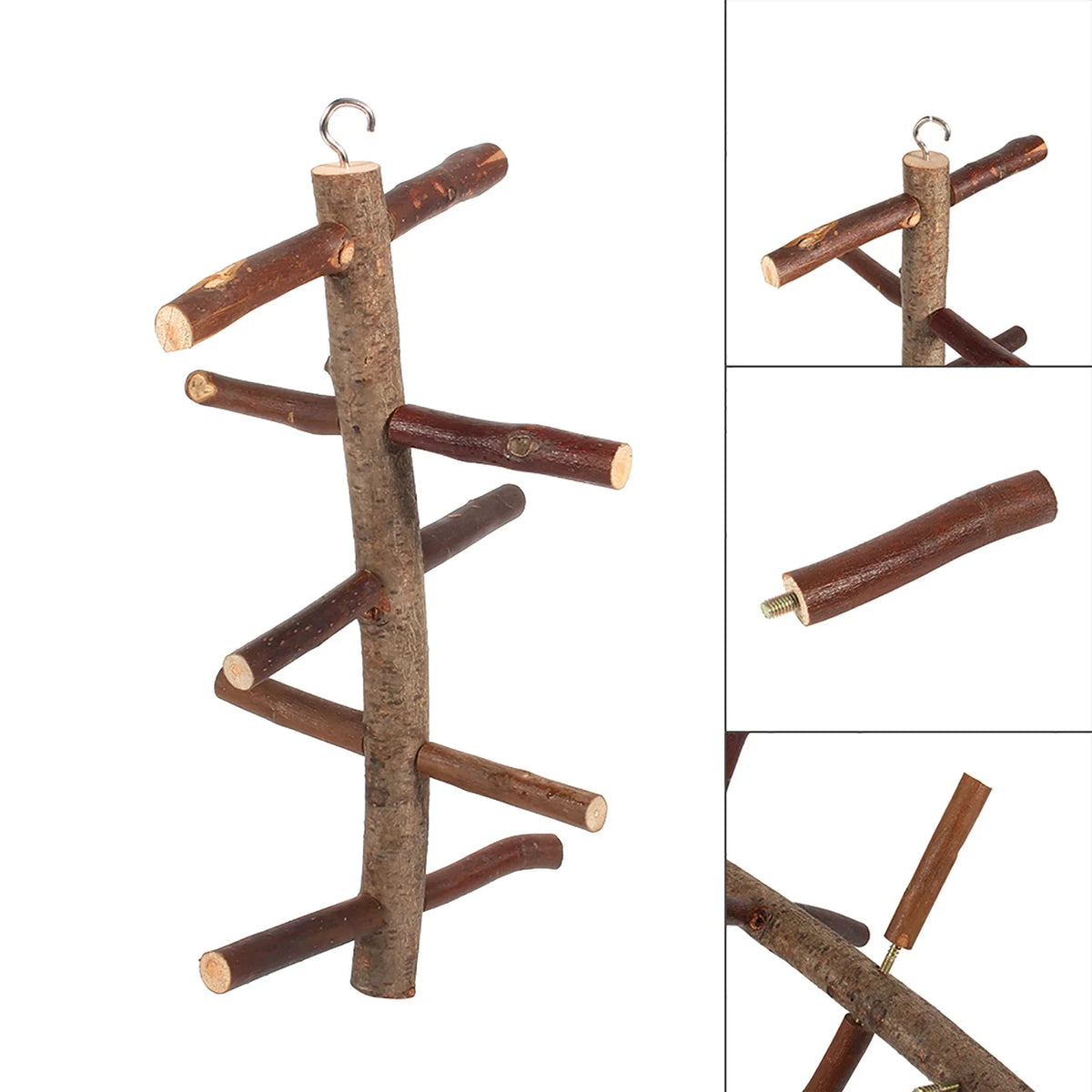 Papageiensitz aus Holz – Natürlicher Vogel mit Ästen