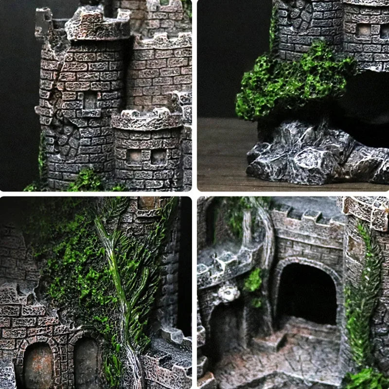 Aquarium-Ornament in Form einer Burg aus Kunstharz