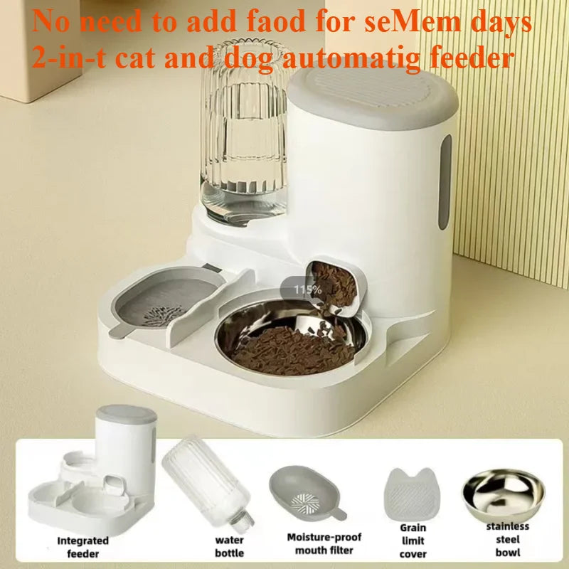 Automatischer Futterautomat für Katzen und Hunde – 2 l Futter + 1,5 l Wasser, BPA-frei
