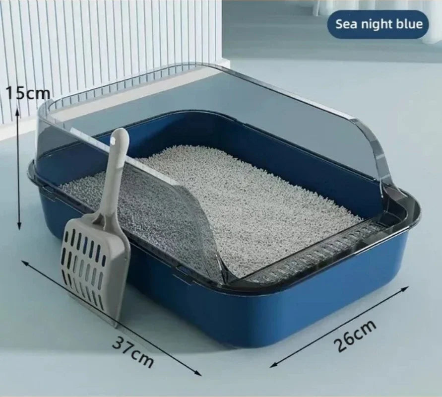 Halbgeschlossene Katzentoilette – PP, 37x26x15cm, Spritzschutz, Belüftung