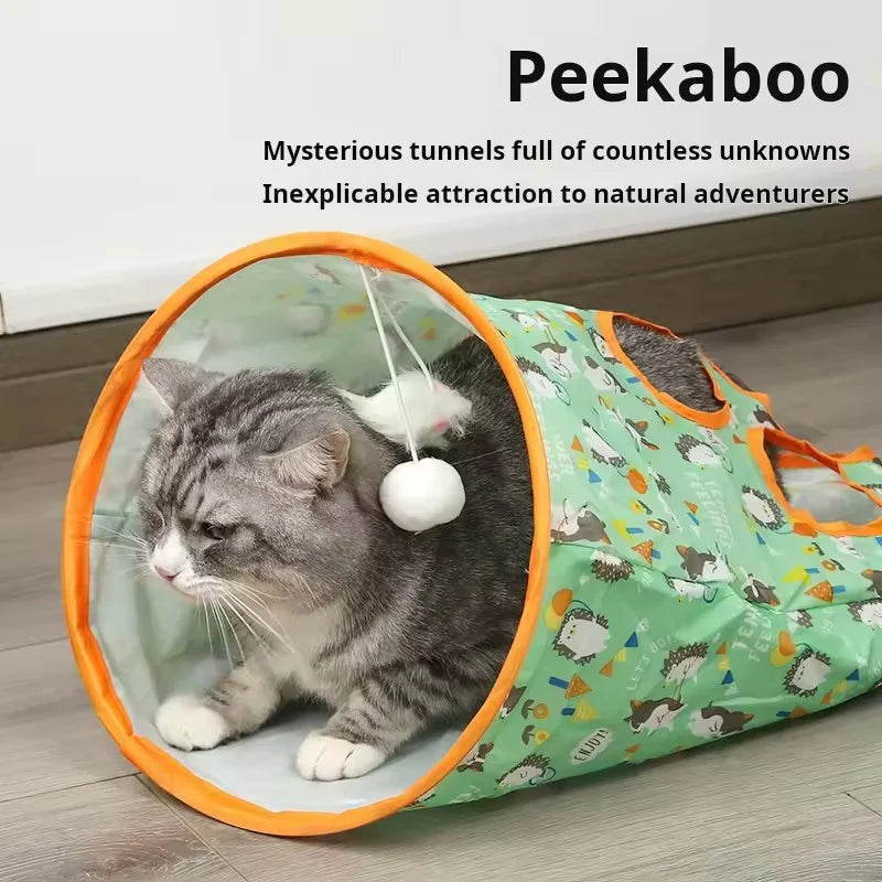 Knispernder Selbstspiel-Katzen Tunnel – Bissfestes Polyester Spielzeug