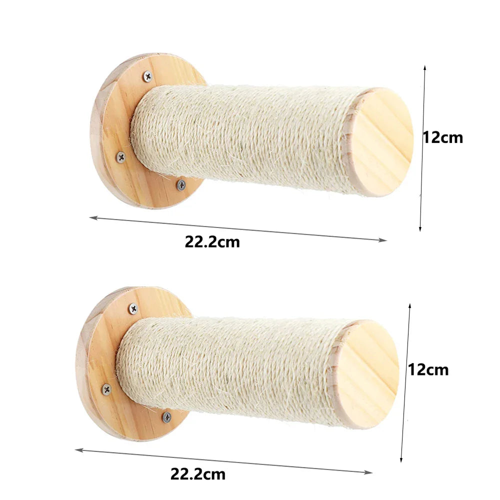 Wandmontiertes Katzenklettergerüst aus Holz – mit Kratzbereich und Nest