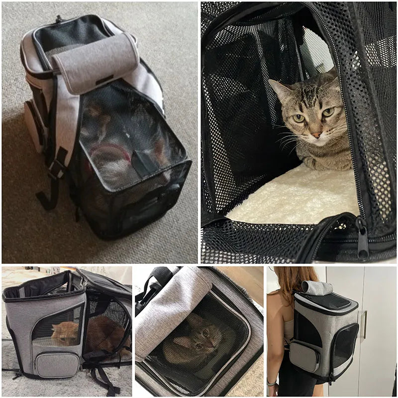 Atmungsaktiver Katzen-Reiserucksack – Nylon, erweiterbar, 6,5 kg