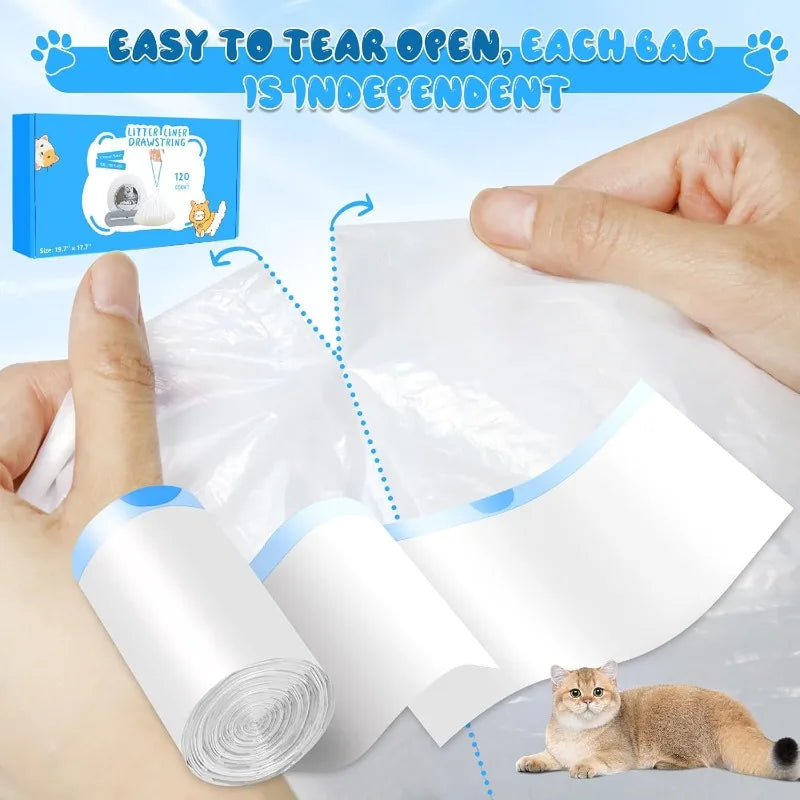 Automatische Katzenstreubeutel aus LDPE, mit doppeltem Zugband, geruchsfrei