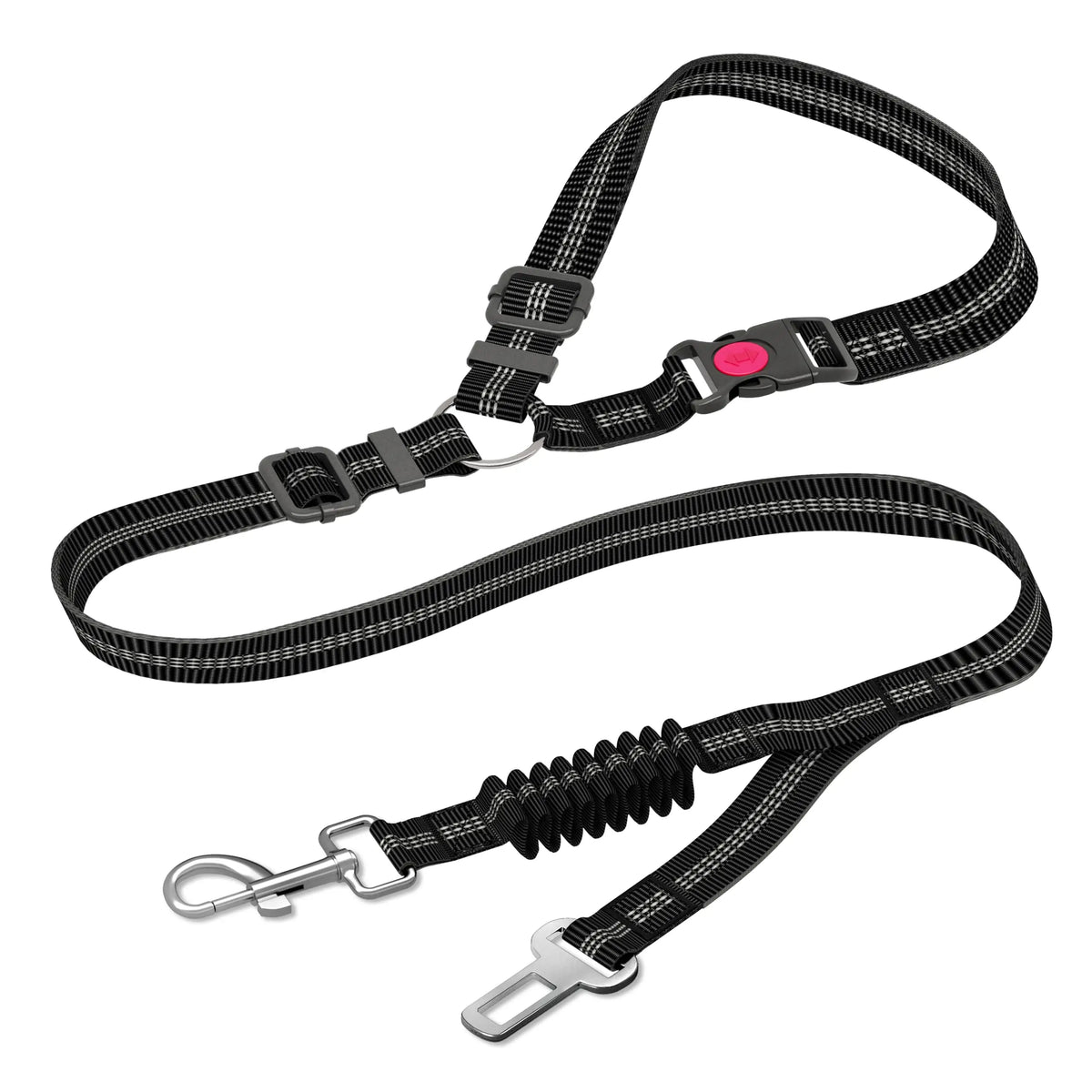 Verstellbarer Hundesicherheitsgurt aus Nylon fürs Auto – 40–66 cm – Gestreiftes Design