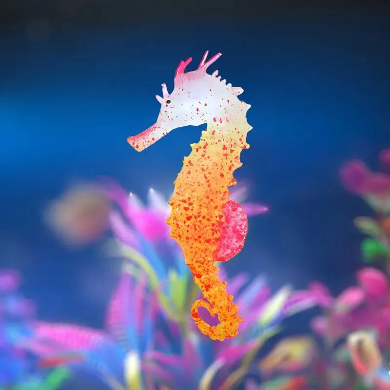 AquaGlow Leuchtendes Seepferdchen – Silikon Aquarium Dekoration mit Saugnapf