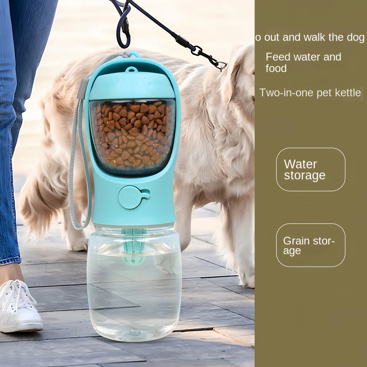 Tragbare Honden Trinkflasche mit Lebensmittelbehälter – 350 ml