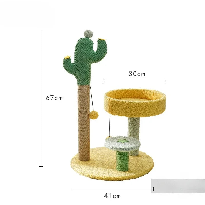 Katzenkletterbaum in Kaktusform – Sisal & Plüsch, grünes Design