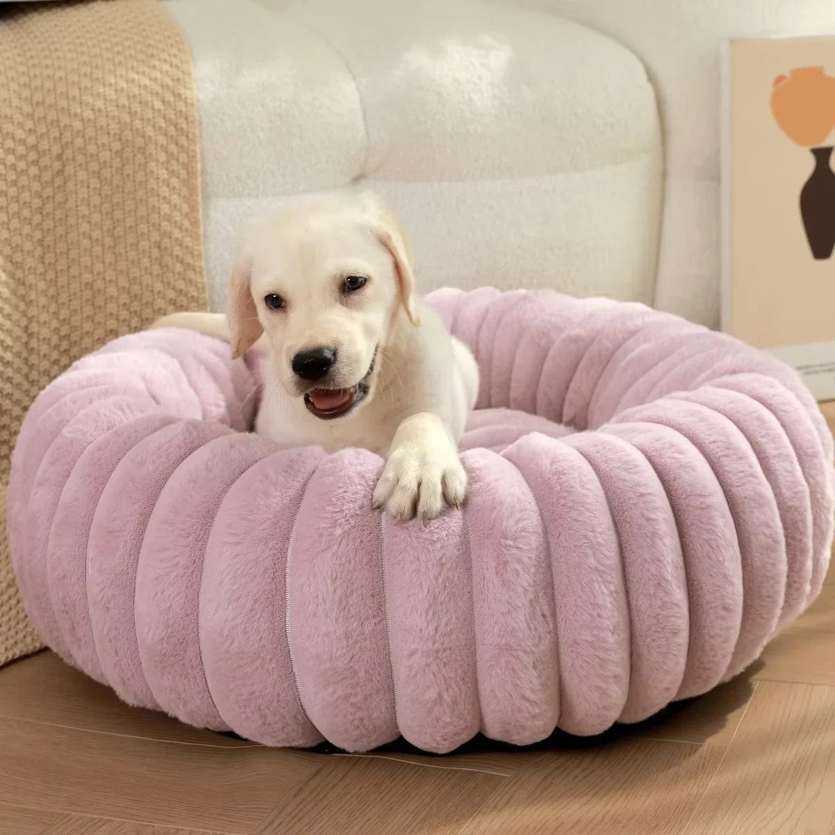 Runde, flauschige Haustiermatratze – Warmes, waschbares Bett für Katze/Hund