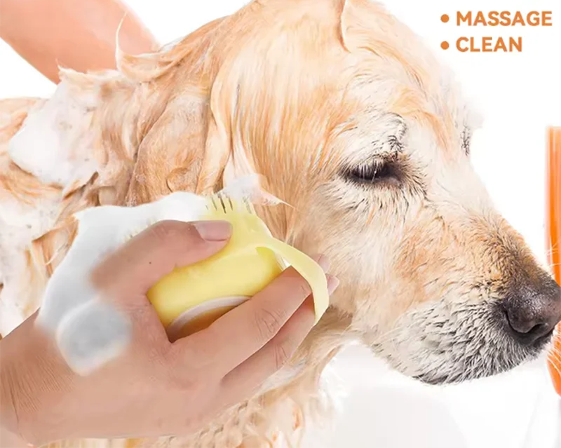 FellFreund Silikon-Massage- und Badebürste für Haustiere